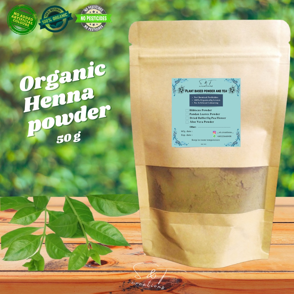 100 Pure Organic Henna Powder Mehandi Powder Serbuk Inai Natural