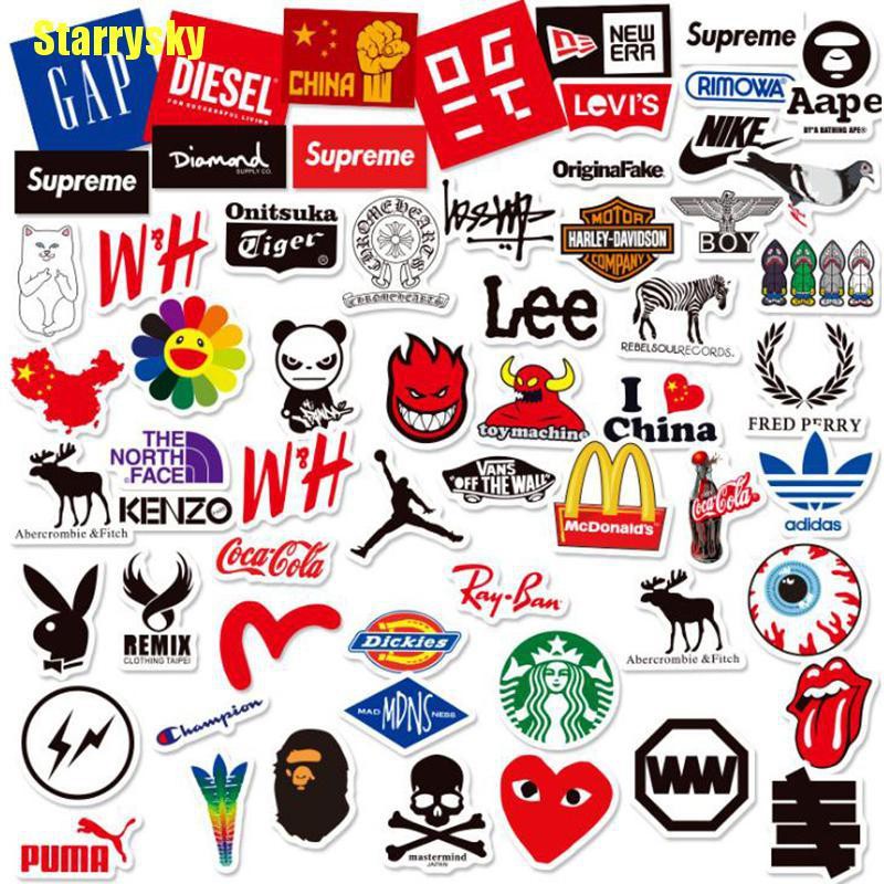 Starrysky 60Pcs Personality Logo Stickers Guitar Laptop Skateboard ...