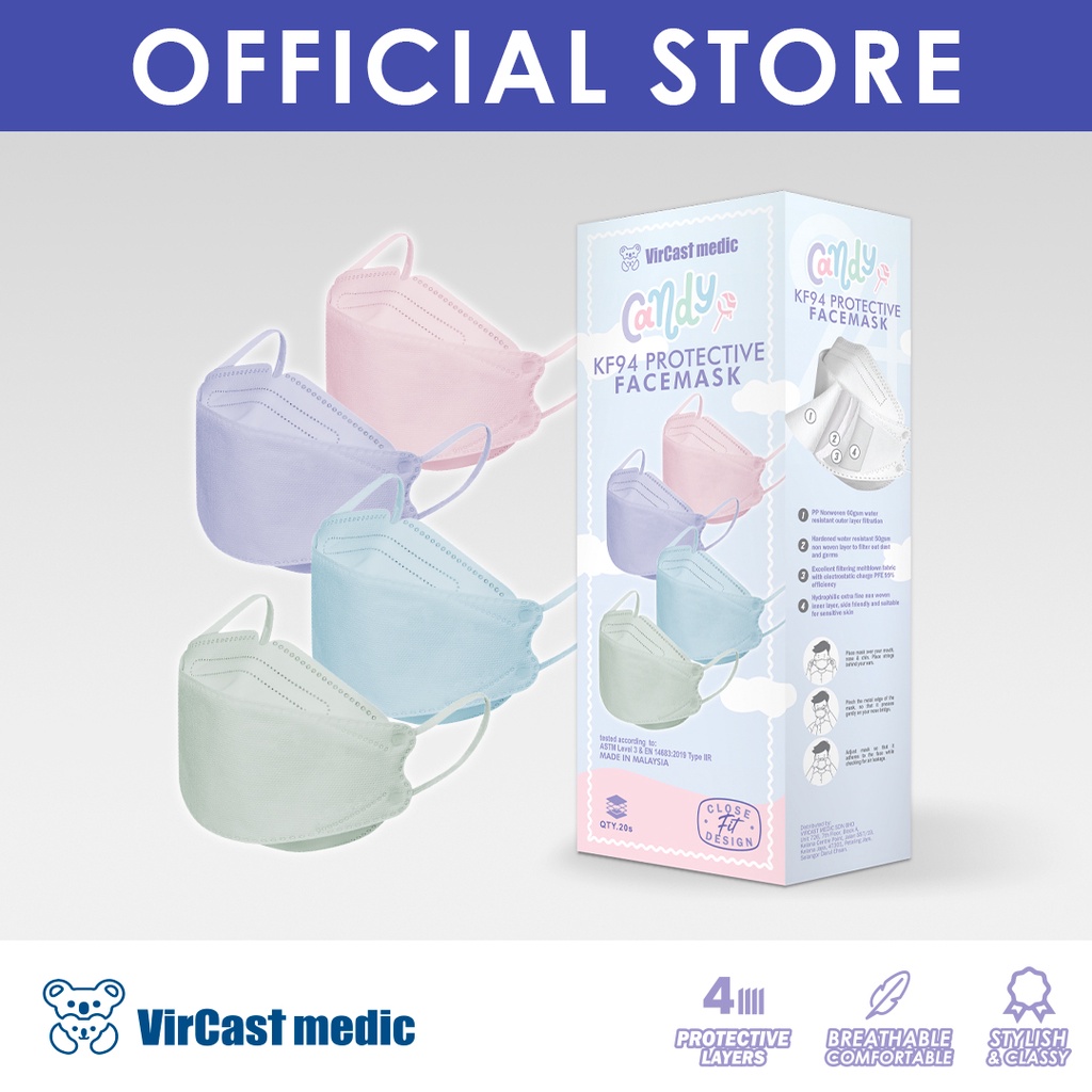 Vircast Medic Protective 4ply KF94 Candy Series 20pcs/box | Shopee Malaysia