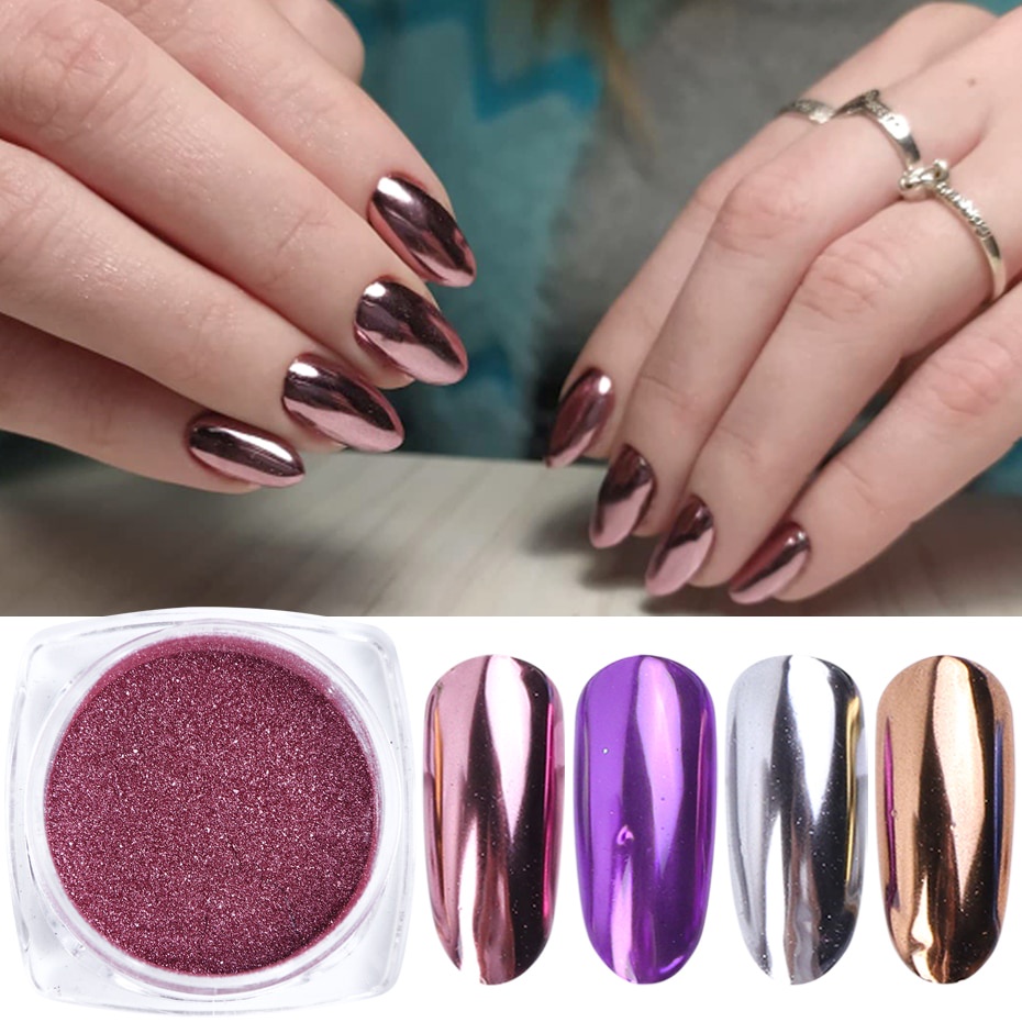 24 PCS Purple Rose Gold Silver Chrome Nail And Art Varnish