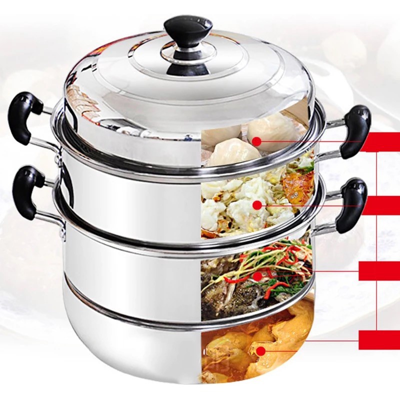 READY STOCK Stainless Steel Food Steamer Cooking Pot 28cm 2 Layer 3 ...