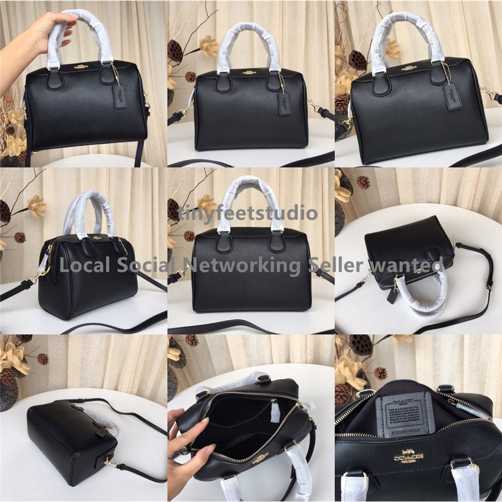 Coach Crossgrain Leather Mini Bennett Satchel in Black (F32202