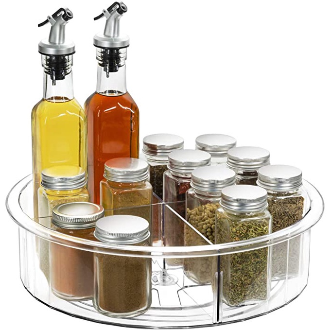12 Inch Round Clear Spinning Organization Storage Container Bin ...