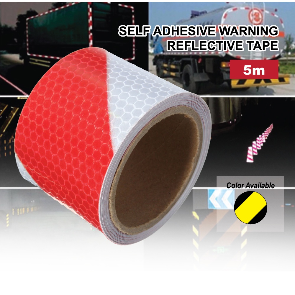 Safety Reflective Tape 5m Self Adhesive Floor Marking Tape Black/Yellow