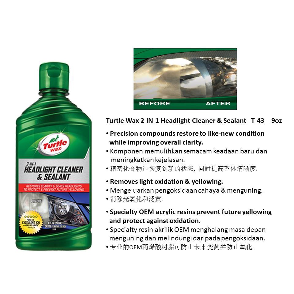Turtle Wax 9 Oz Headlight Cleaner & Sealant 2in1 Formula Removes