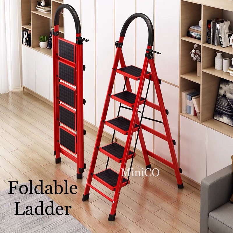 Foldable Ladder Stairs Anti Slip Surface with Sponge Holder Household ...