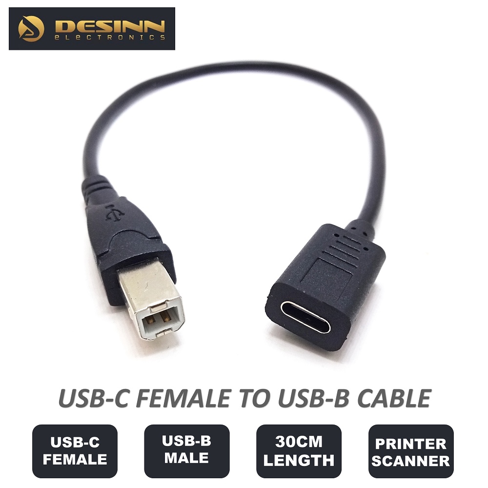 USB C Female to Print Adapter Type C to USB B Cable for Printer MIDI