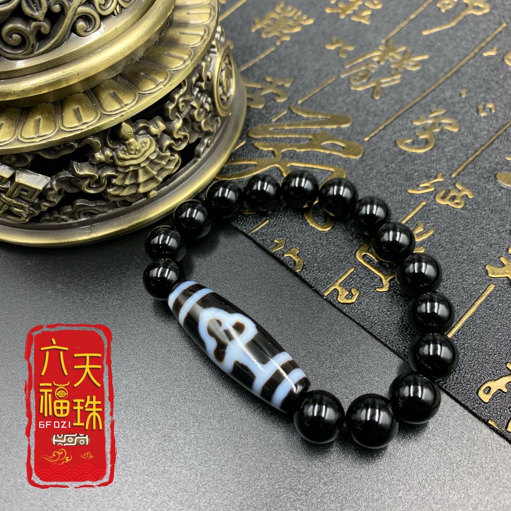 六福天珠6F Dzi 】菩提新天珠（单颗新天珠/黑玛瑙手串） | Shopee Malaysia