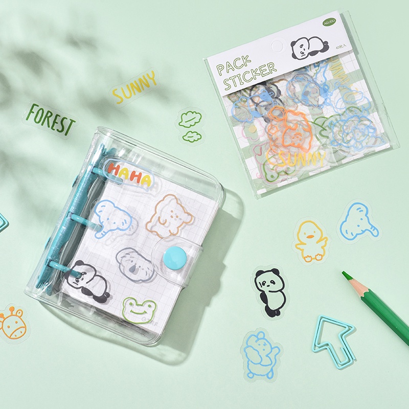 40 Pcs Simple PET Sticker Pack Cute Cartoon Diary Handbook Decoration ...