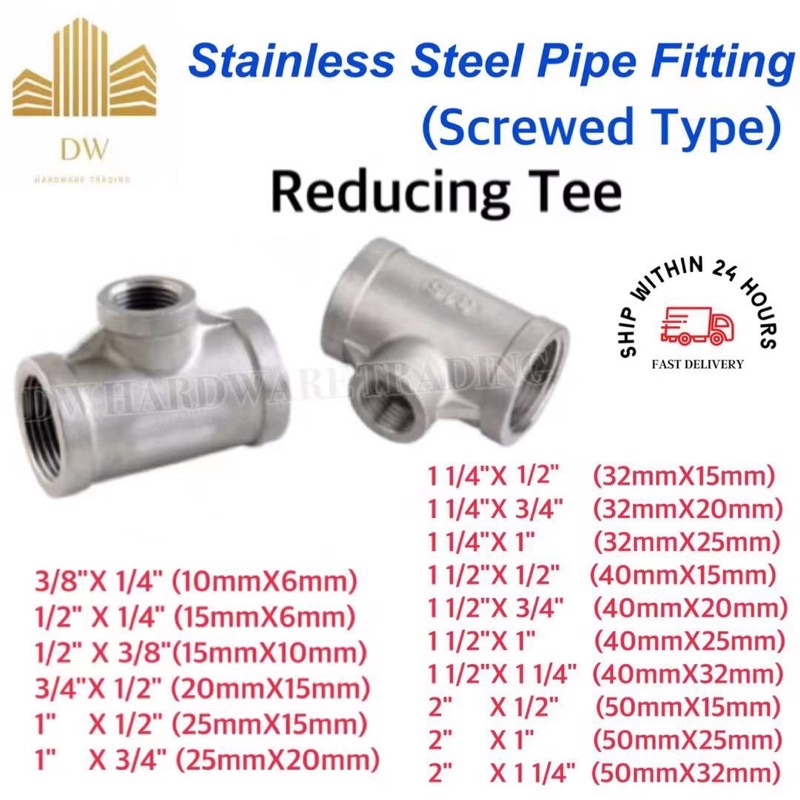 🔥Ready Stock🔥Stainless Steel Reducing Tee /Stainless Steel 304 Pipe ...