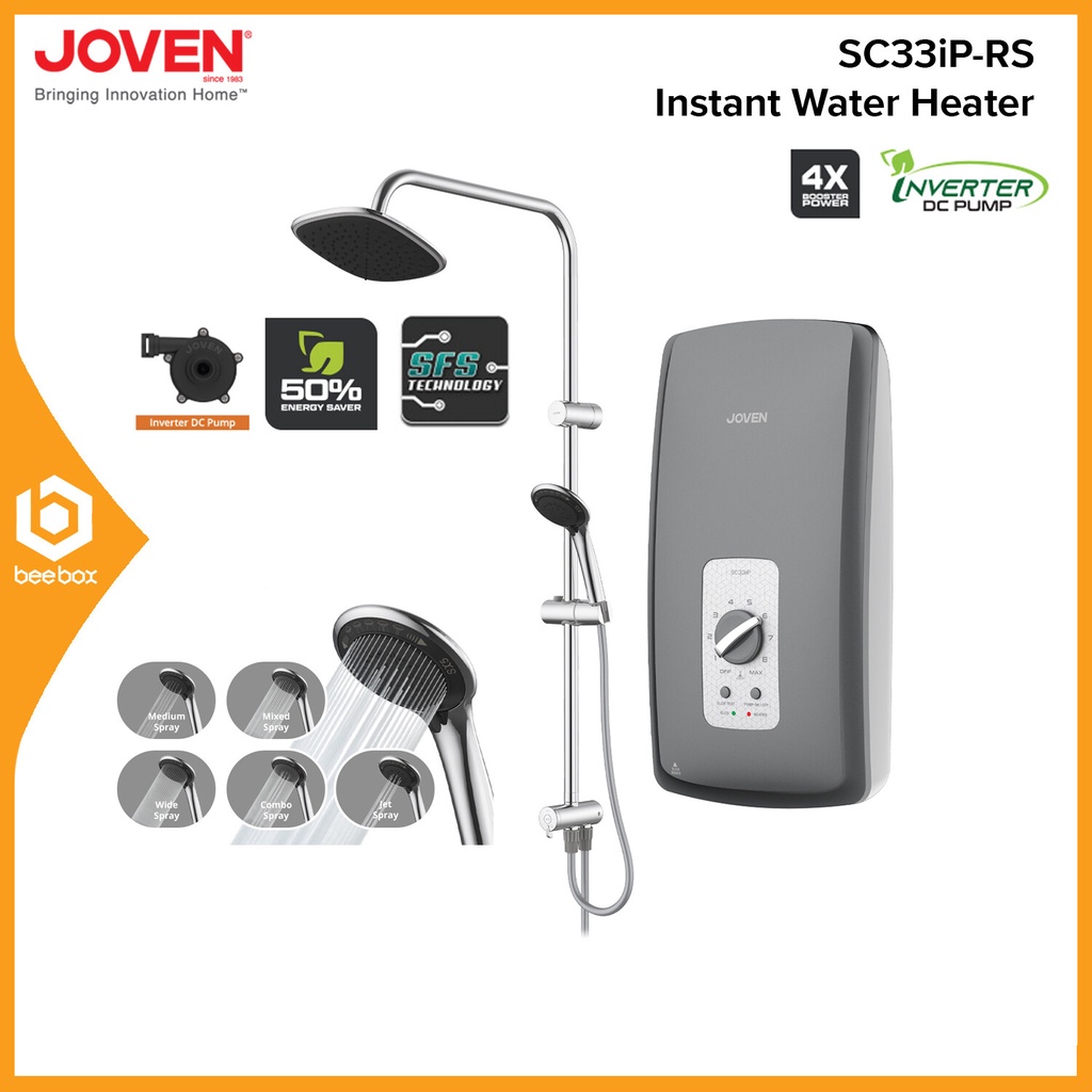 Joven SC33 Series SC33iP-RS Instant Water Heater with Rainshower DC ...