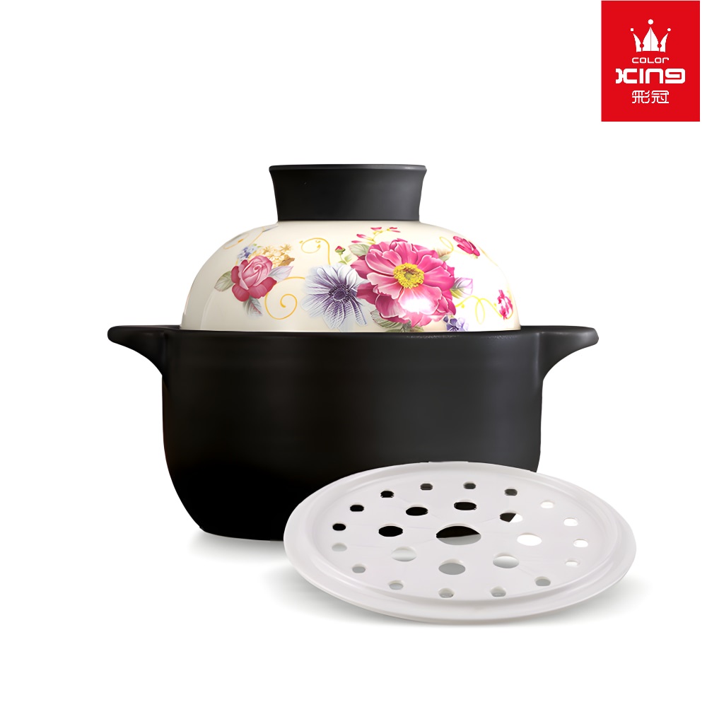 Color King 100 Ceramic NonToxic QIAOCHU Pot Bowl Combo with Steamer