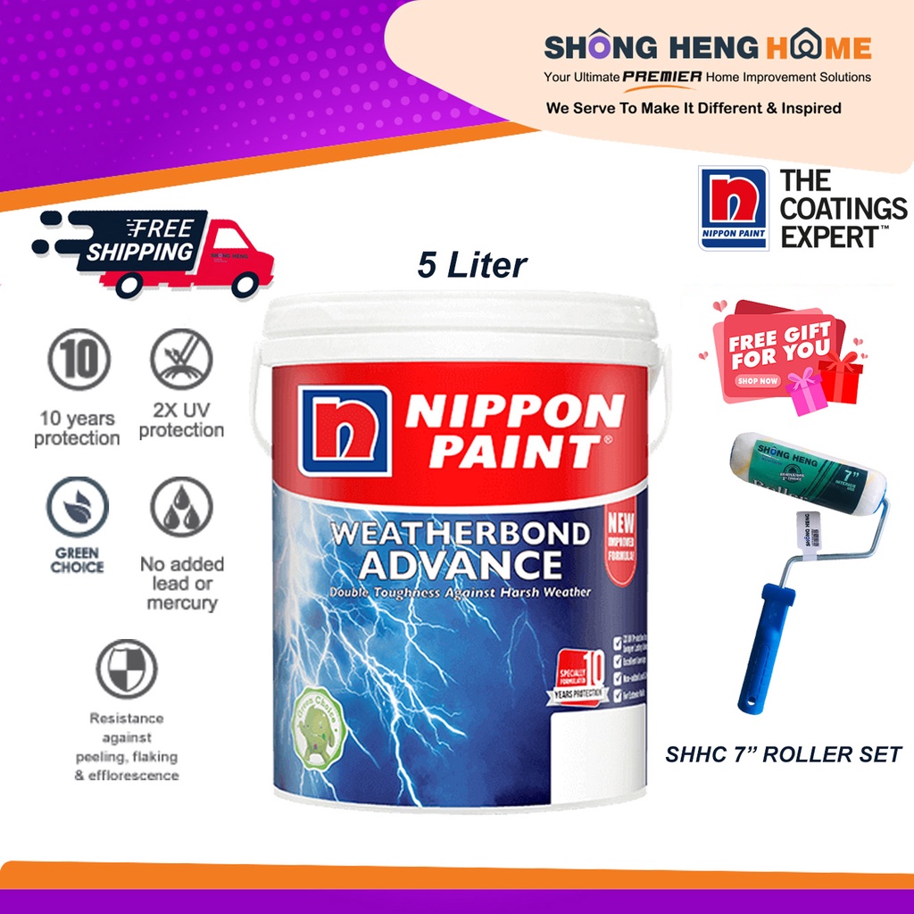 5L- Nippon Paint Weatherbond Advance Exterior Wall - N1978P- Pewter ...
