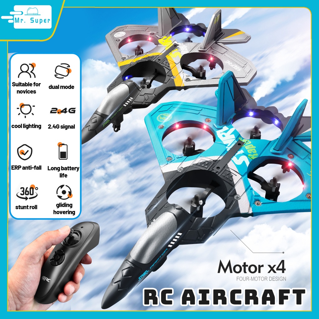 V17 RC Fighter Jet Airplane 2.4G Remote Control Fighter With LED Light ...