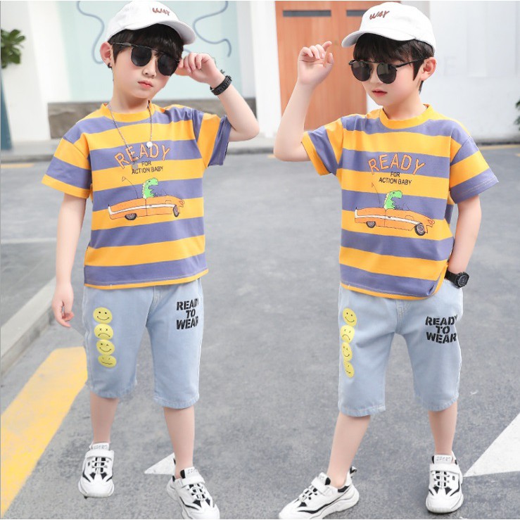 🔥𝗥𝗘𝗔𝗗𝗬 𝗦𝗧𝗢𝗖𝗞🔥【𝟭 𝗦𝗘𝗧】7-12Y Boy fashion Korean Style Shirt & Pants Baju ...