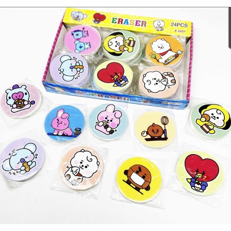 Bts BT21 Round Eraser/Cute BTS Stip Character Pencil Eraser | Shopee ...