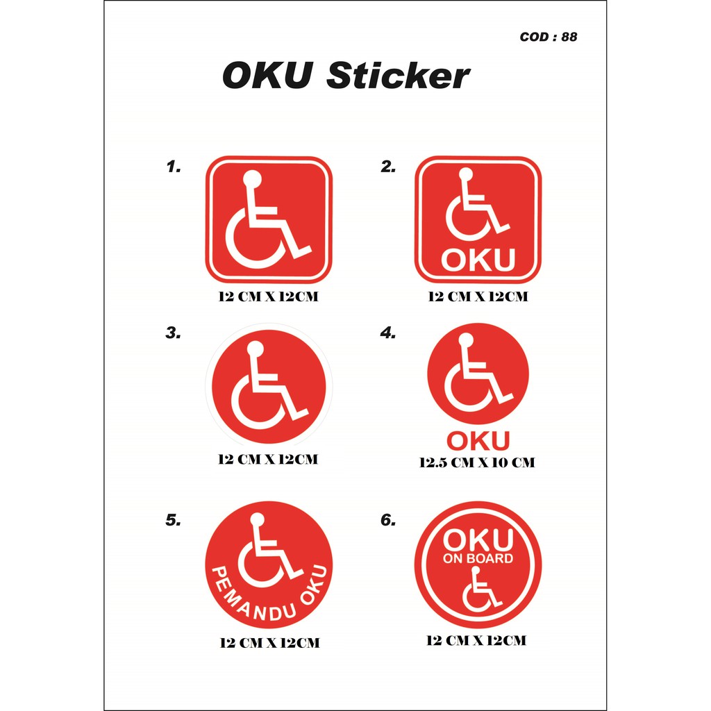 OKU Sticker - RED COLOUR DESIGN | Shopee Malaysia