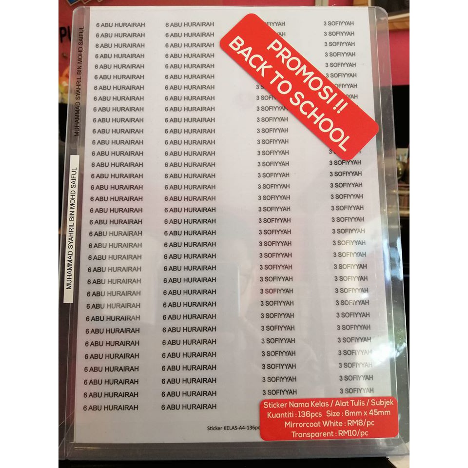 Sticker Nama / Nama Kelas / Nama Singkatan | Shopee Malaysia