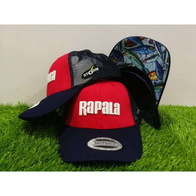 Rapala Trucker Cap – Charcoal/Columbia Blue Mesh, Logo Front, Adjustable