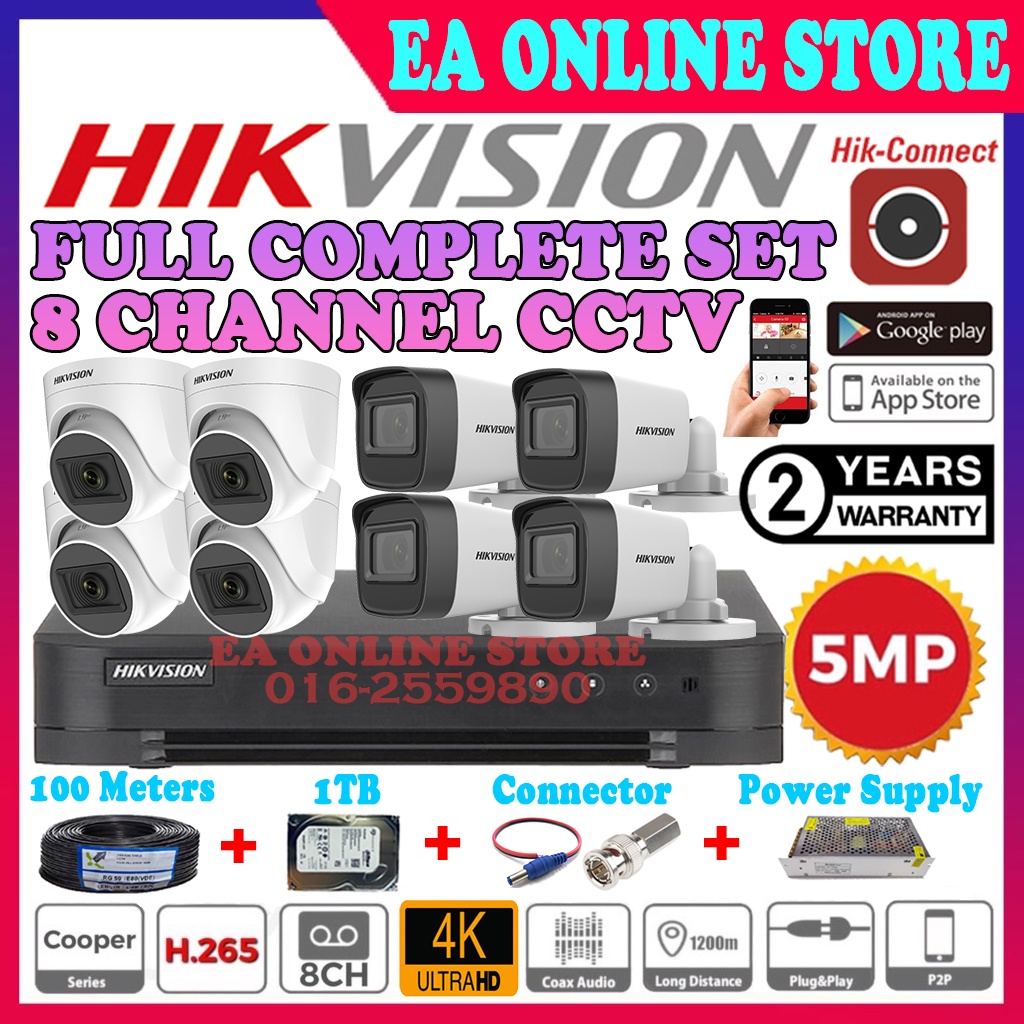 HIKVISION 5MP Full Set DIY 8-CHANNEL Full HD 1920P HIK CCTV 8CH DVR ...