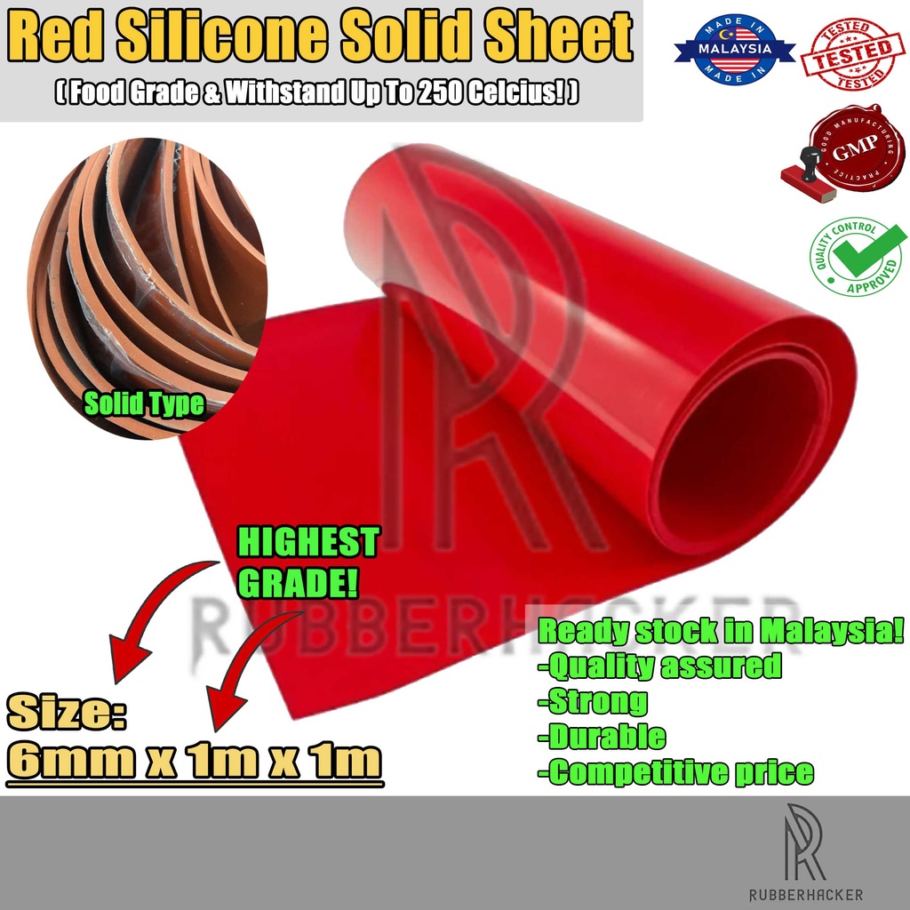 RED Silicone Rubber Solid Sheet, food grade, FDA Approved, transparent ...