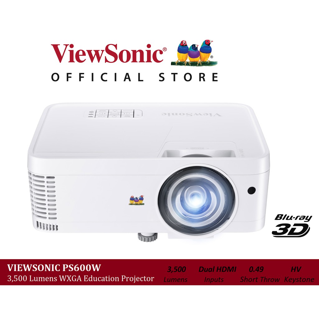 Viewsonic PS600W WXGA 3,500 Lumens Education Projector With Dual Hdm
