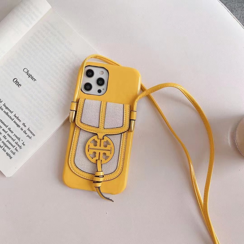 Brand Tory Burch leather explosion-proof and drop-proof card case with  leather lanyard catwalk style iPhone case Suitable for .  12proMax.  | Shopee Malaysia