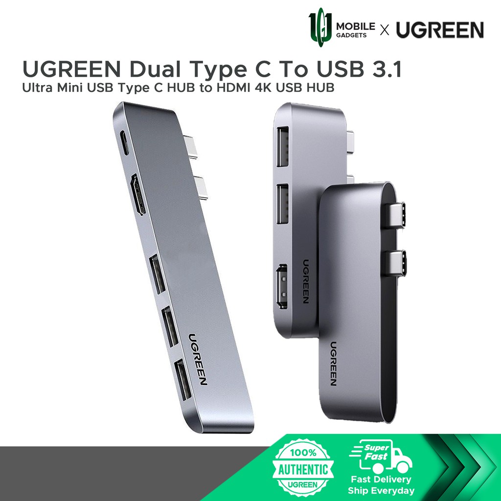 UGREEN USB C HUB Dual Type-C to USB 3.0 4KHDMI for M2 M1 MacBook