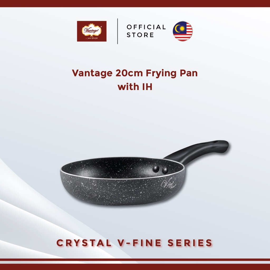 Vantage Crystal V-Fine 20cm Non-Stick Fry Pan with IH (H:3.5cm/1.0L ...