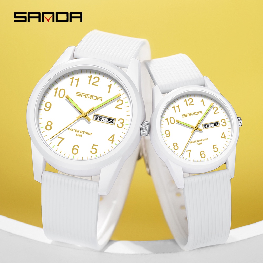 SANDA Brand Simple Fashion couple Watch Waterproof Complete Calendar Ultra thin Quartz Men Trend Women Retro Watch Shopee Malaysia