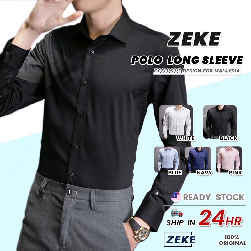 ZEKE Men Shirt Long Sleeve Shirt Plus Size Shirt Men Solid Color ...