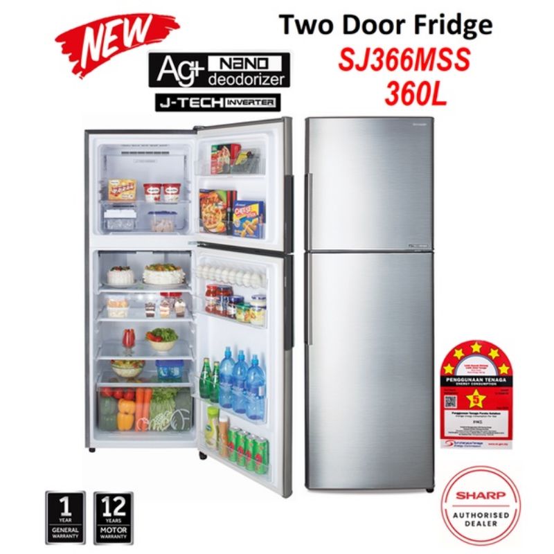 sharp 360l inverter 2door fridge shpsj366mss Shopee Malaysia