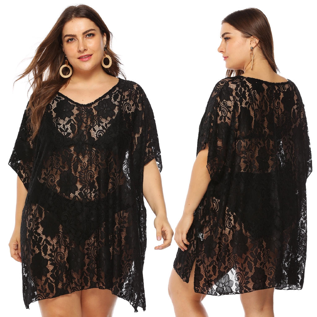 Plus size lace swim 2025 cover up