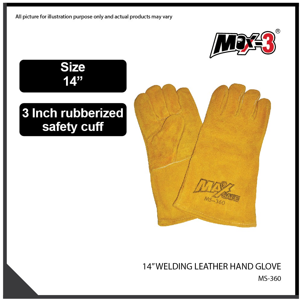 MAX3 14" MAXSAFE WELDING LEATHER HAND GLOVE (DOZEN) Shopee Malaysia