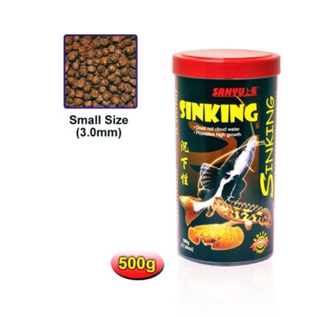 Sanyu Sinking Small Pellets 500g Fish Food for Bottom Feeder/ Makanan ...