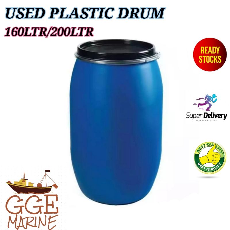 Used 160l 200l Plastic Open Top Drum Tong Biru 1unit Per Order Shopee Malaysia 7631