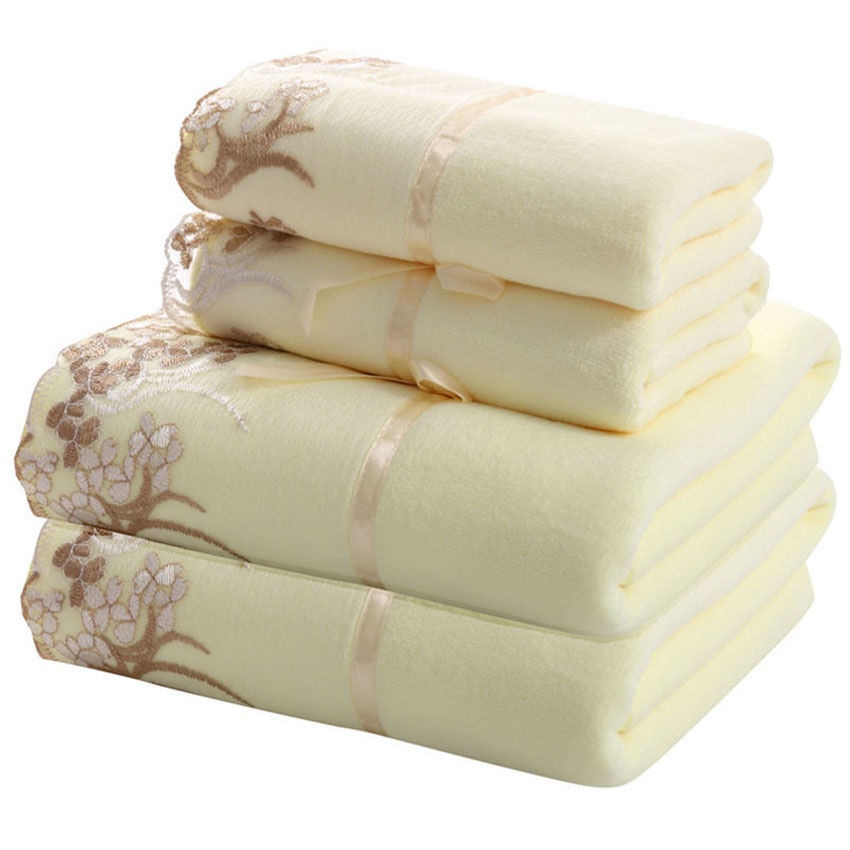 100 Cotton Flower Adult Lace Spliced Bath Towel