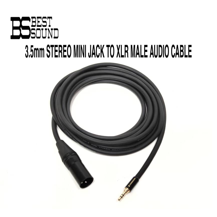 High Quality XLR 3Pin Male to 3.5mm TRS Male Connector Heavy Duty Audio