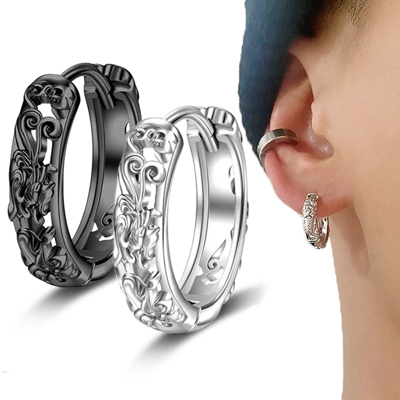 Women Men Chinese Feng Shui Pixiu Stud Earrings / Titanium Steel Good ...