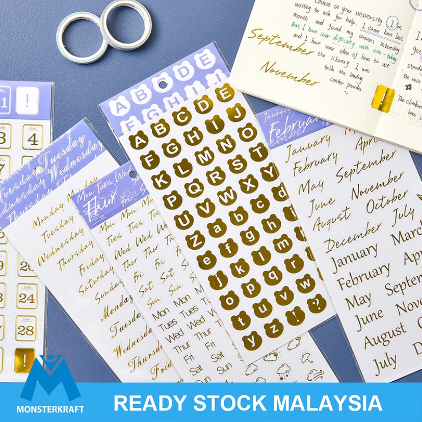 1 sheet Planner Sticker Monthly Weekly Vintage Gold Animal Stickers DIY ...