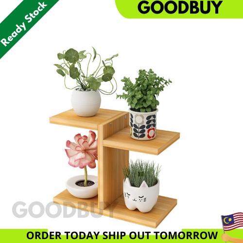 Simple/Modern/Multi Layer/Wooden Mini Desktop Flower Rack Table Shelf ...