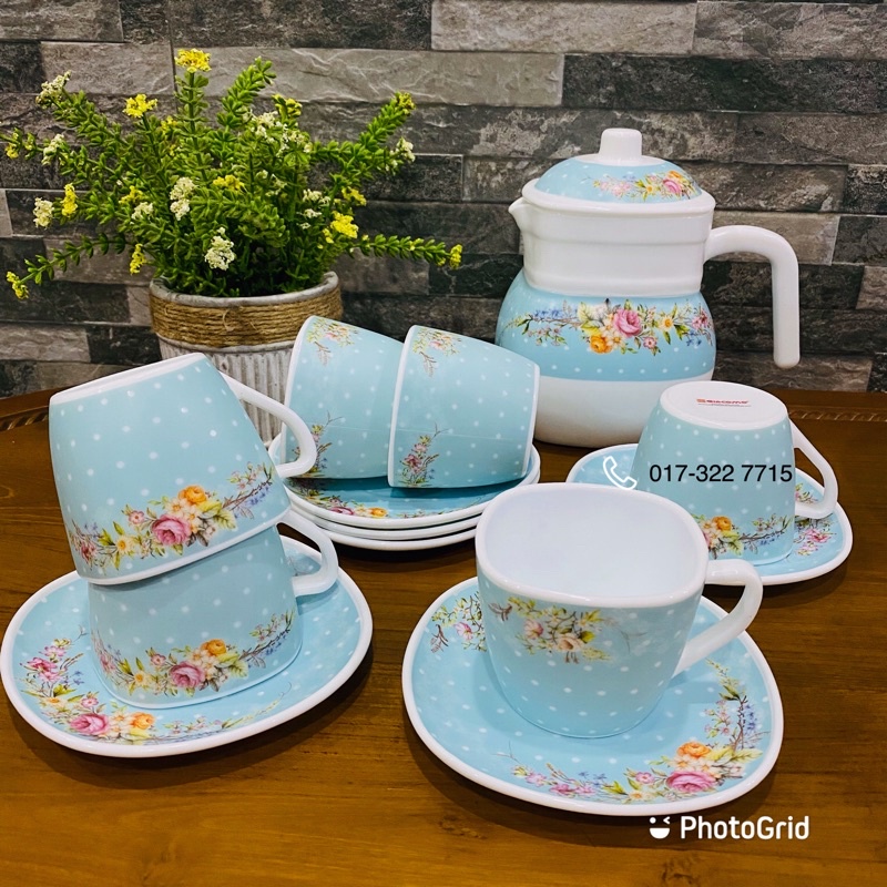 🌸TEASET KACA OPAL🌸 tea set / set cawan / cawan opal. GIACOMO | Shopee ...