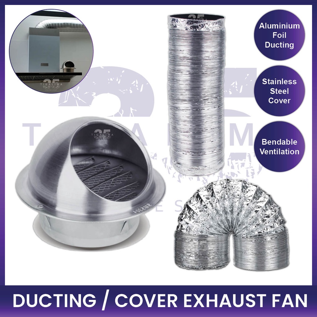 Aluminium Exhaust Fan Foil Ducting Ventilation 5M 10M 4'' Air Exhaust Stainless Steel Ducting