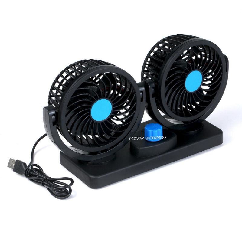 USB Fan 12V 24V Car Fan Double Head Dual Speed Vehicle Car Desk Table