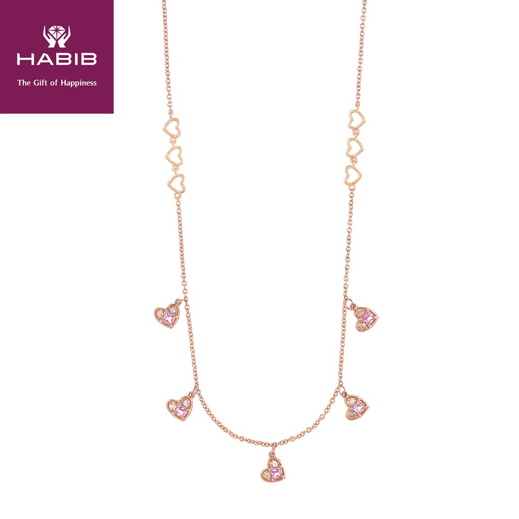 HABIB Chic Collection Princess Cut Pink Sapphire Round Diamond Necklace ...