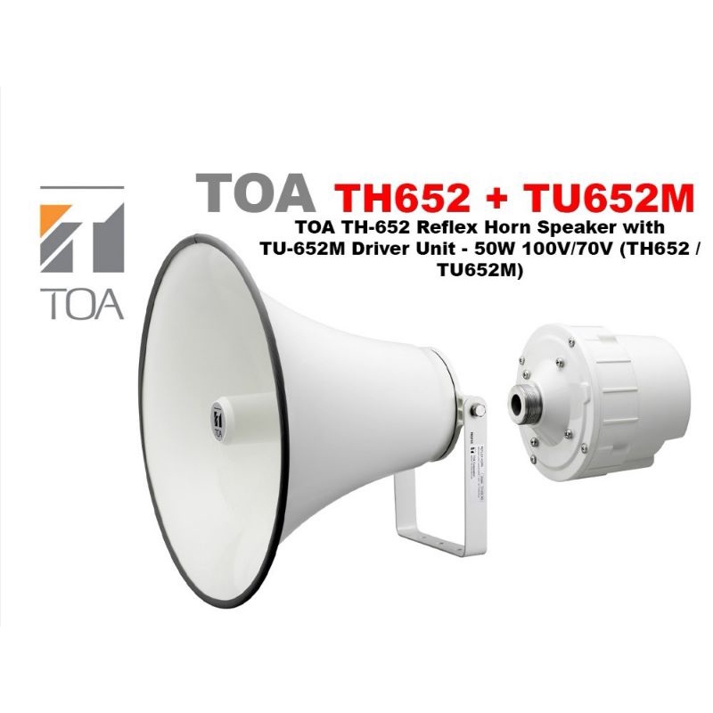 TOA TH-652 Reflex Horn Speaker with TU-652M Driver Unit - 50W 100V/70V ...