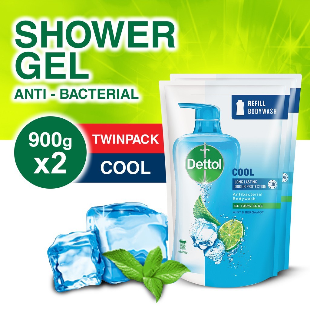 READY STOCK💯Dettol Shower Gel💯 (900ml Refill Pouch) Twin Pack