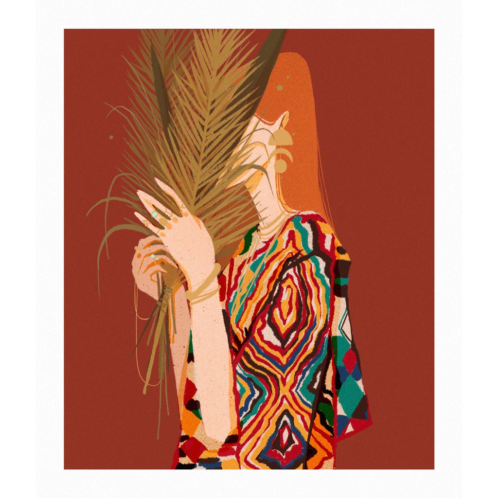 Boho Chic Mini Art Print / Interior Illustration, Plant lady, galaxy ...