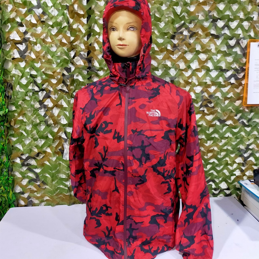 TNF Red Camo Hoodie Windbreaker Light Weight Jacket Raincoat