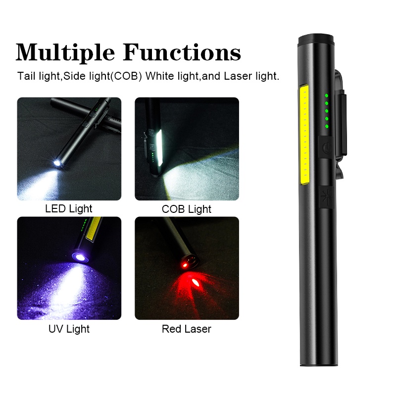 LED Flashlight Rechargeable Torch Light Super Bright Pen Light with